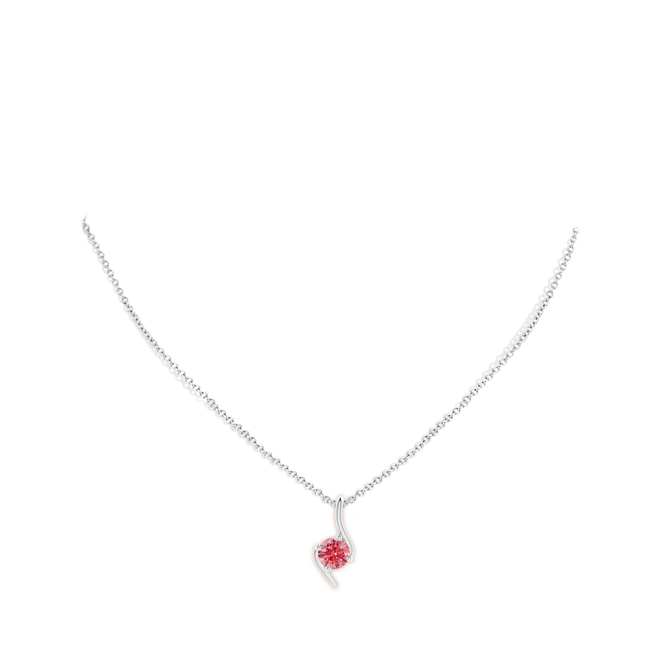 6.4mm AAAA Prong-Set Fancy Intense Pink Diamond Solitaire Bypass Pendant in P950 Platinum pen