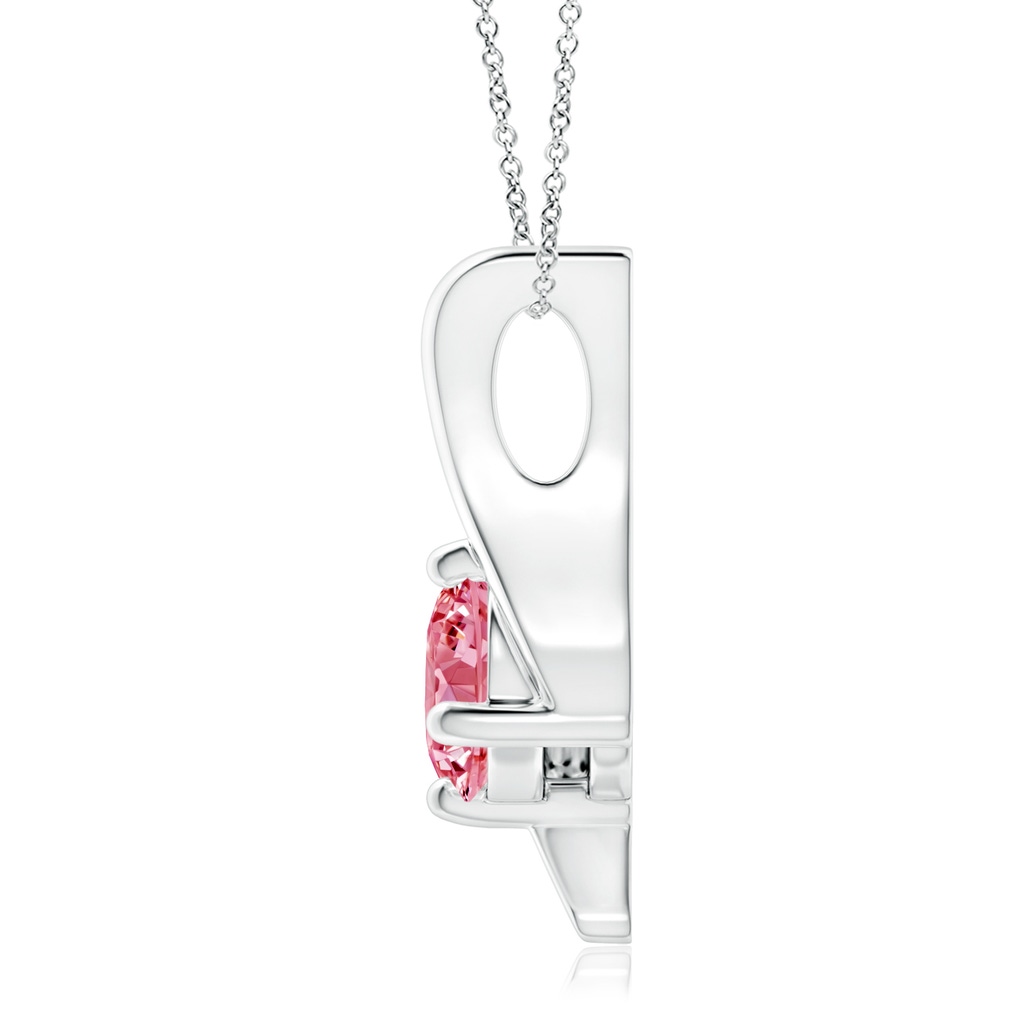 6.4mm AAAA Prong-Set Fancy Intense Pink Diamond Solitaire Bypass Pendant in White Gold - side 199