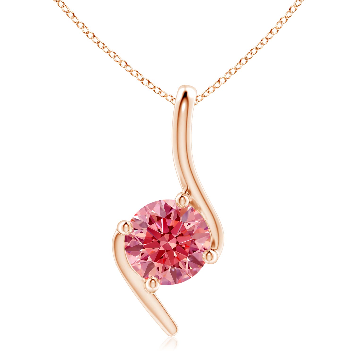 Angara 1.5 CTW Prong-Set Fancy Intense Pink Diamond Solitaire Bypass Pendant in 14K Rose Gold