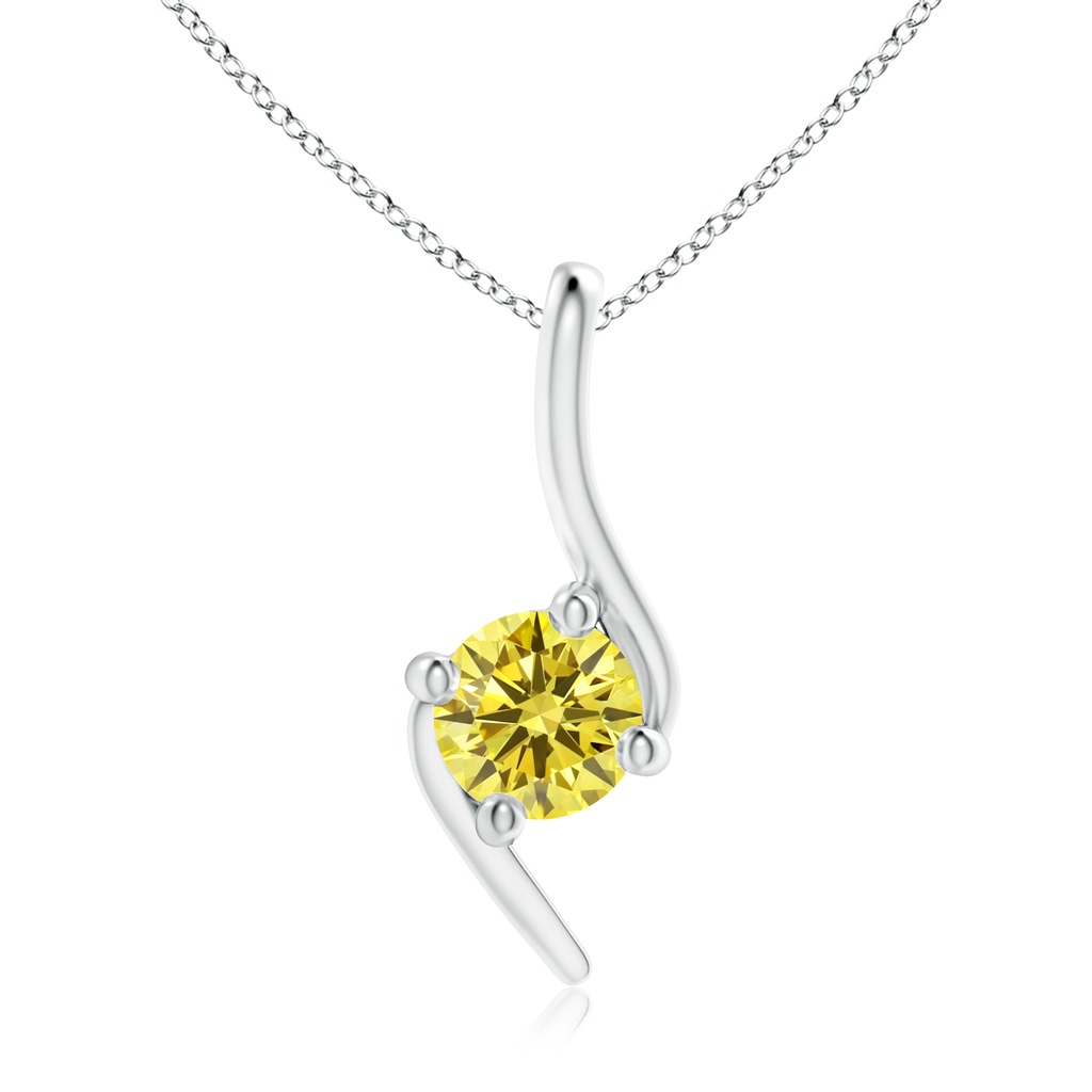 5.1mm AAAA Prong-Set Fancy Intense Yellow Diamond Solitaire Bypass Pendant in P950 Platinum