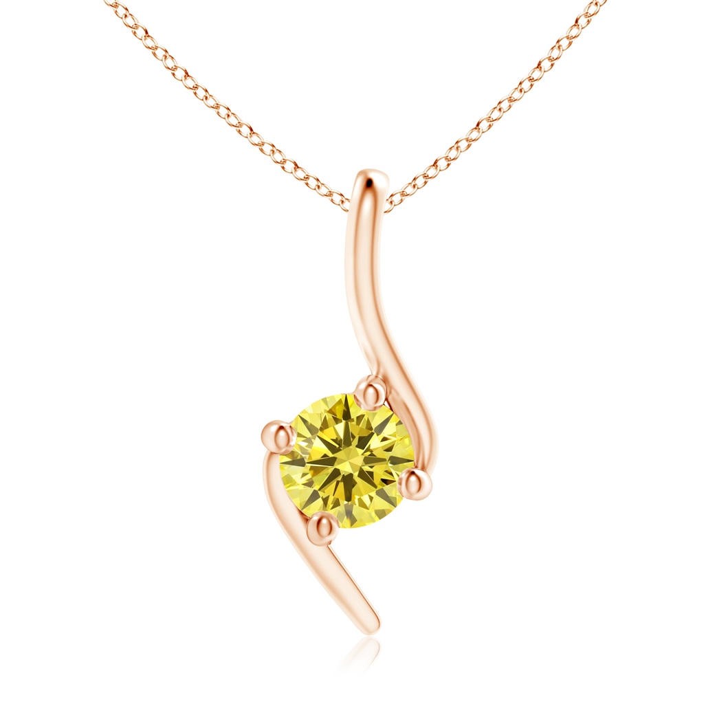 5.1mm AAAA Prong-Set Fancy Intense Yellow Diamond Solitaire Bypass Pendant in Rose Gold