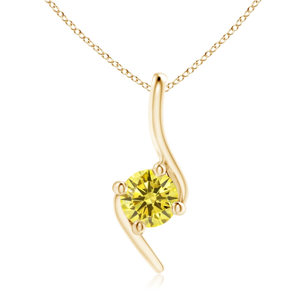 5.1mm AAAA Prong-Set Fancy Intense Yellow Diamond Solitaire Bypass Pendant in Yellow Gold