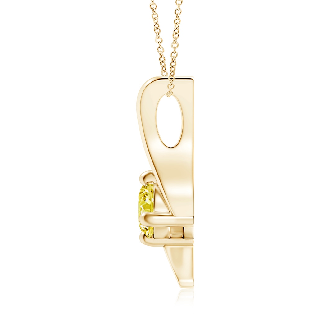5.1mm AAAA Prong-Set Fancy Intense Yellow Diamond Solitaire Bypass Pendant in Yellow Gold - side 199