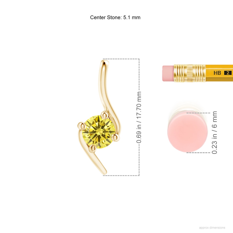 5.1mm AAAA Prong-Set Fancy Intense Yellow Diamond Solitaire Bypass Pendant in Yellow Gold ruler
