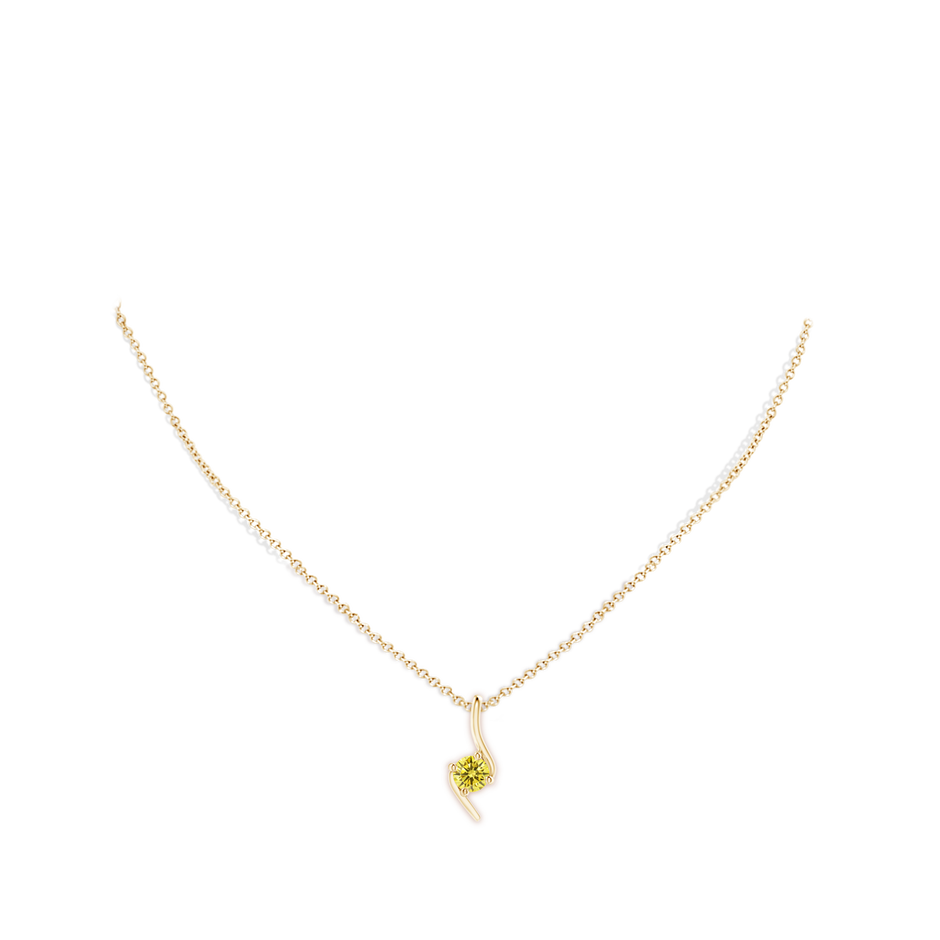 5.1mm AAAA Prong-Set Fancy Intense Yellow Diamond Solitaire Bypass Pendant in Yellow Gold pen