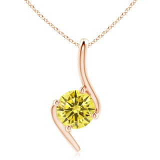 7.4mm AAAA Prong-Set Fancy Intense Yellow Diamond Solitaire Bypass Pendant in Rose Gold