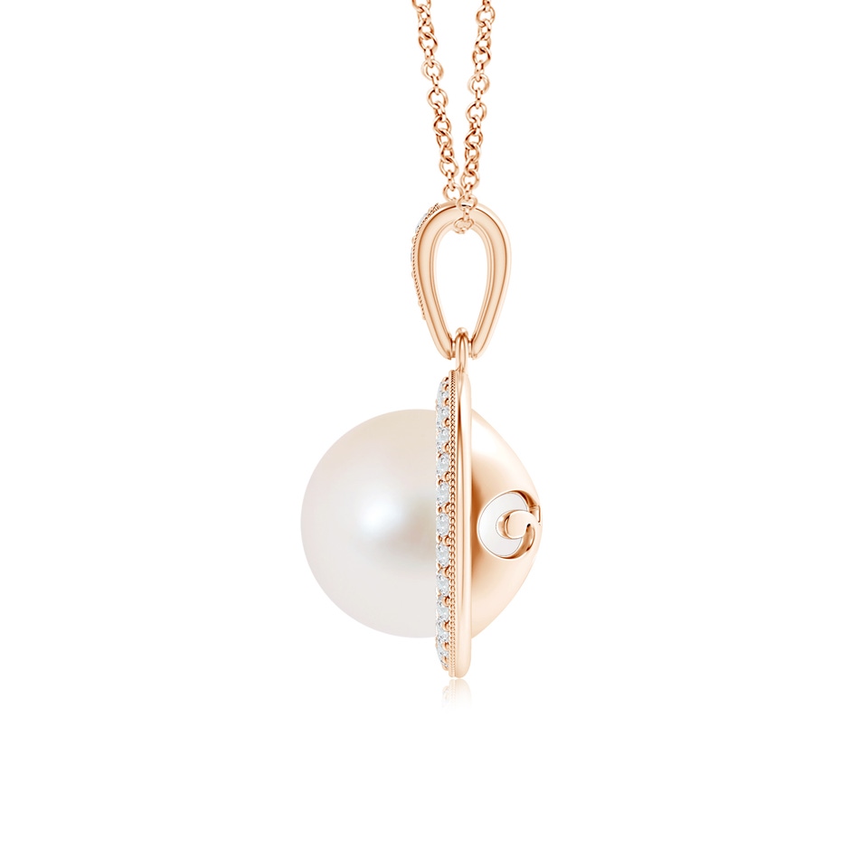 9mm AAA Freshwater Cultured Pearl and Diamond Halo Pendant in Rose Gold product image