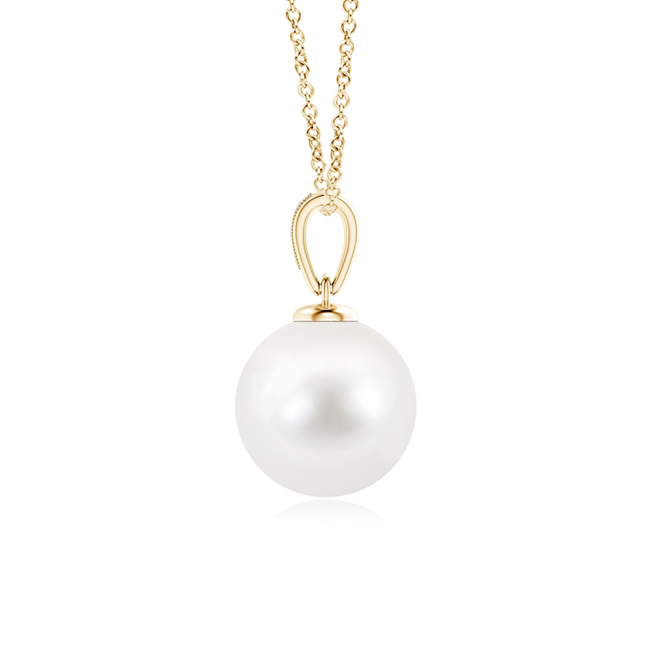 10mm AA Solitaire Freshwater Pearl Pendant with Diamonds in Yellow Gold product image