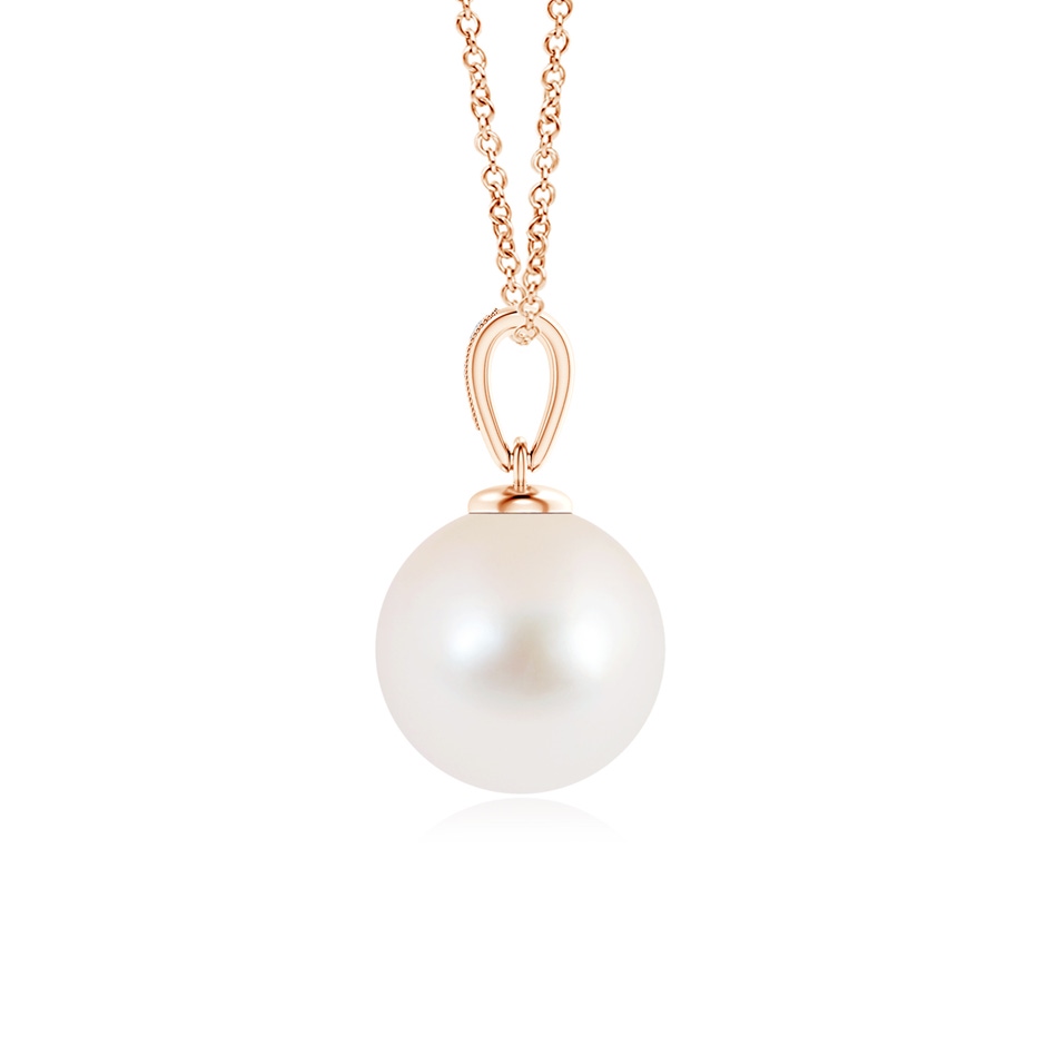 10mm AAA Solitaire Freshwater Pearl Pendant with Diamonds in Rose Gold product image