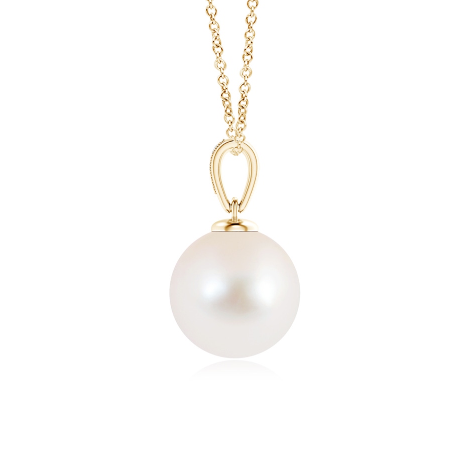 10mm AAA Solitaire Freshwater Pearl Pendant with Diamonds in Yellow Gold product image