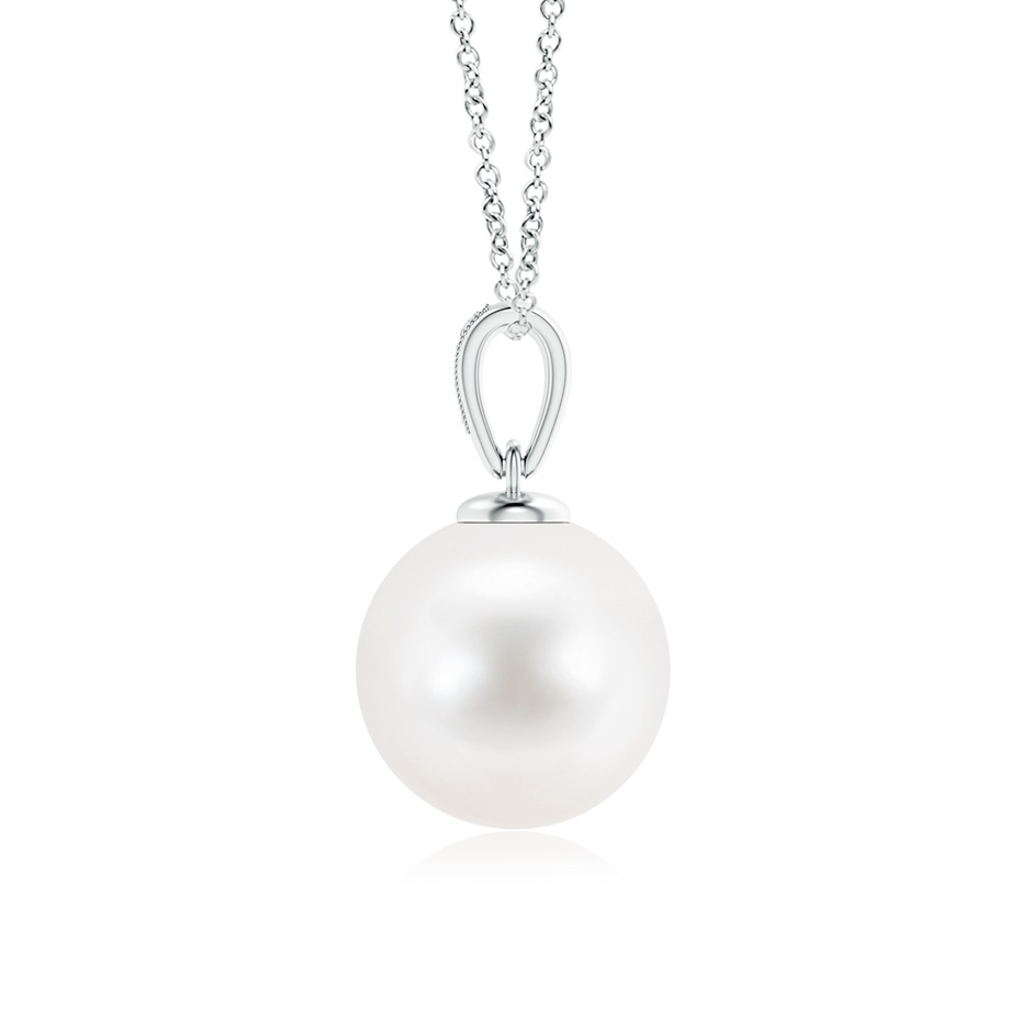 11mm AA Solitaire Freshwater Pearl Pendant with Diamonds in White Gold product image