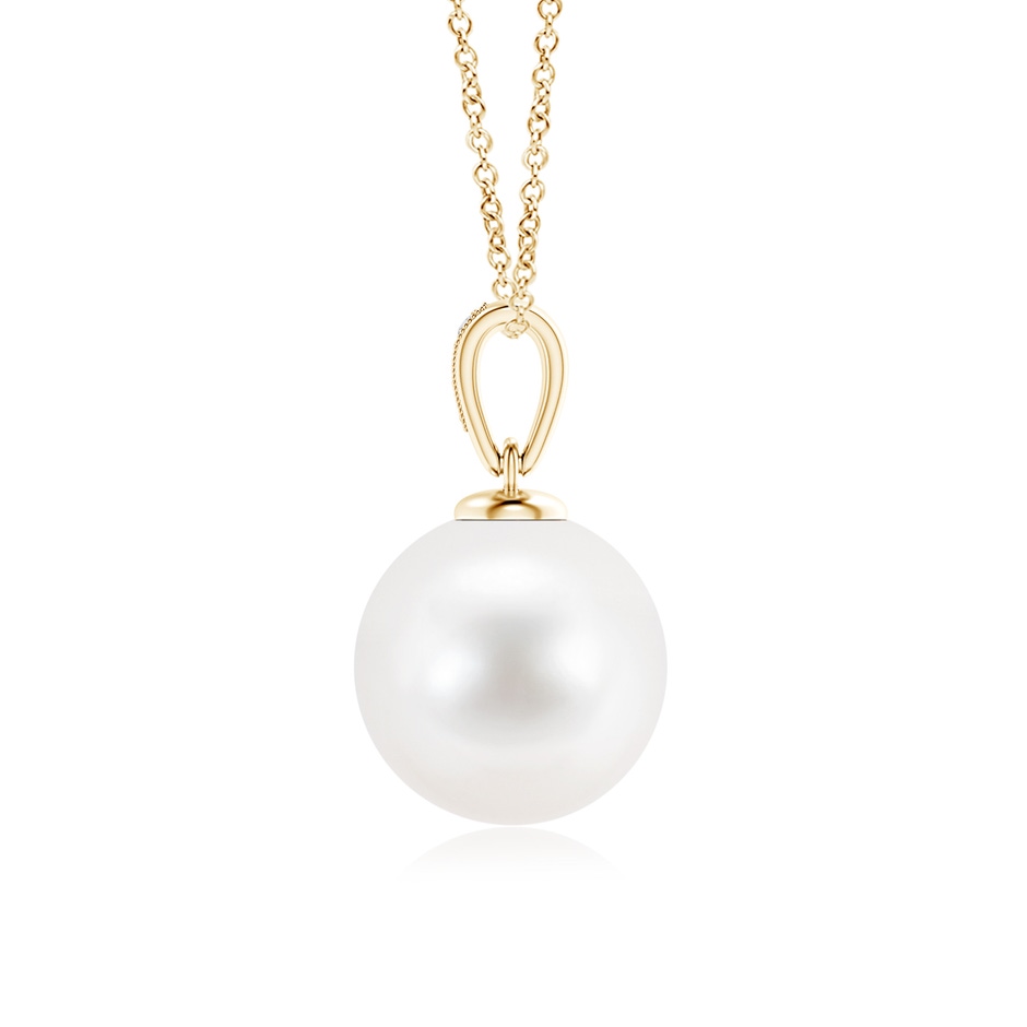11mm AA Solitaire Freshwater Pearl Pendant with Diamonds in Yellow Gold product image