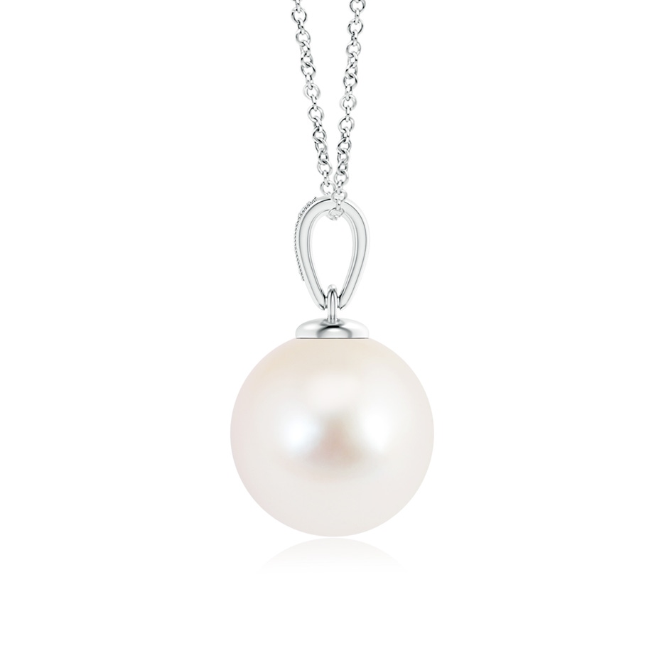 11mm AAA Solitaire Freshwater Pearl Pendant with Diamonds in White Gold product image