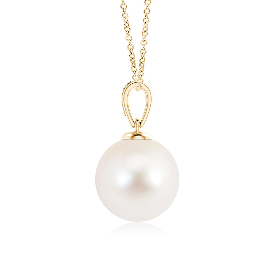 11mm AAA Solitaire Freshwater Pearl Pendant with Diamonds in Yellow Gold product image