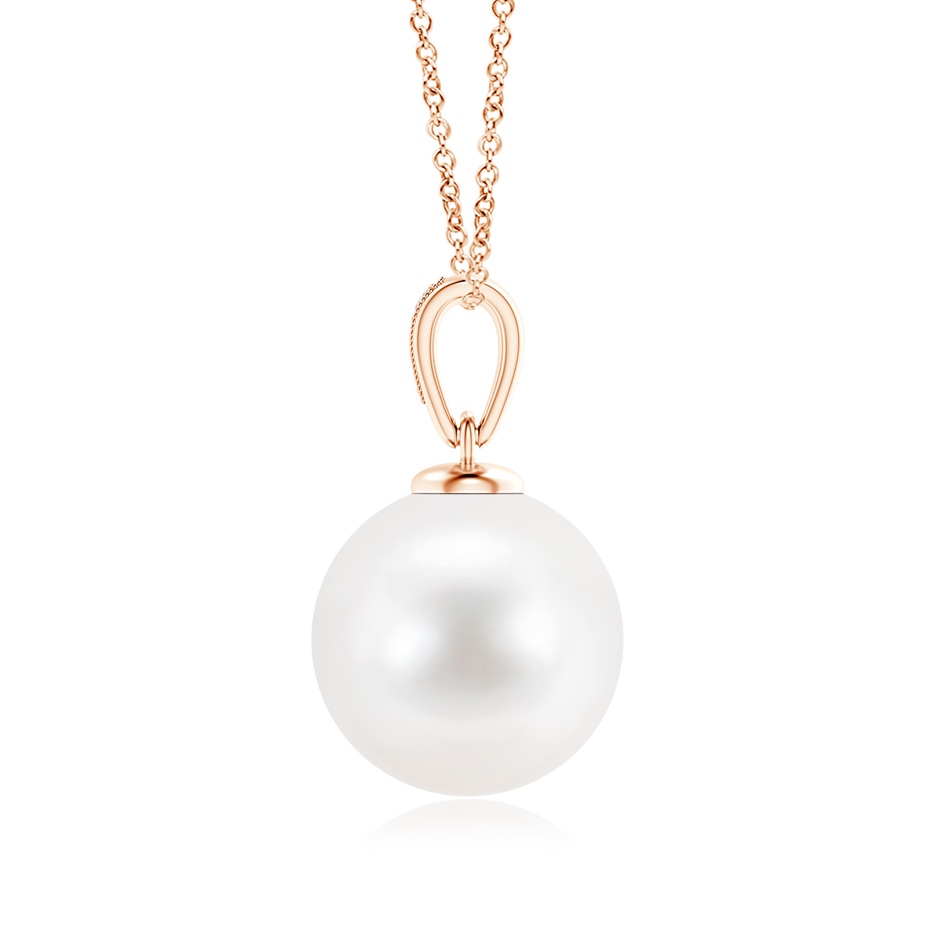 12mm AA Solitaire Freshwater Pearl Pendant with Diamonds in 10K Rose Gold product image