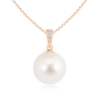 12mm AAA Solitaire Freshwater Pearl Pendant with Diamonds in Rose Gold