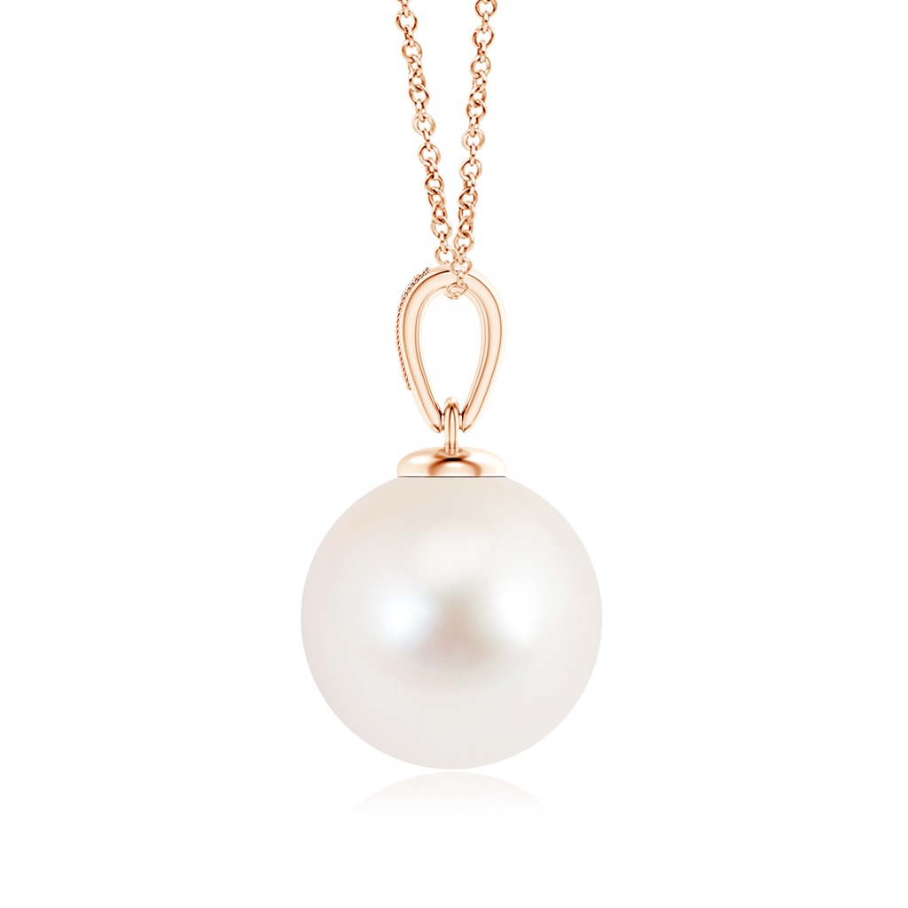 12mm AAA Solitaire Freshwater Pearl Pendant with Diamonds in Rose Gold Product Image