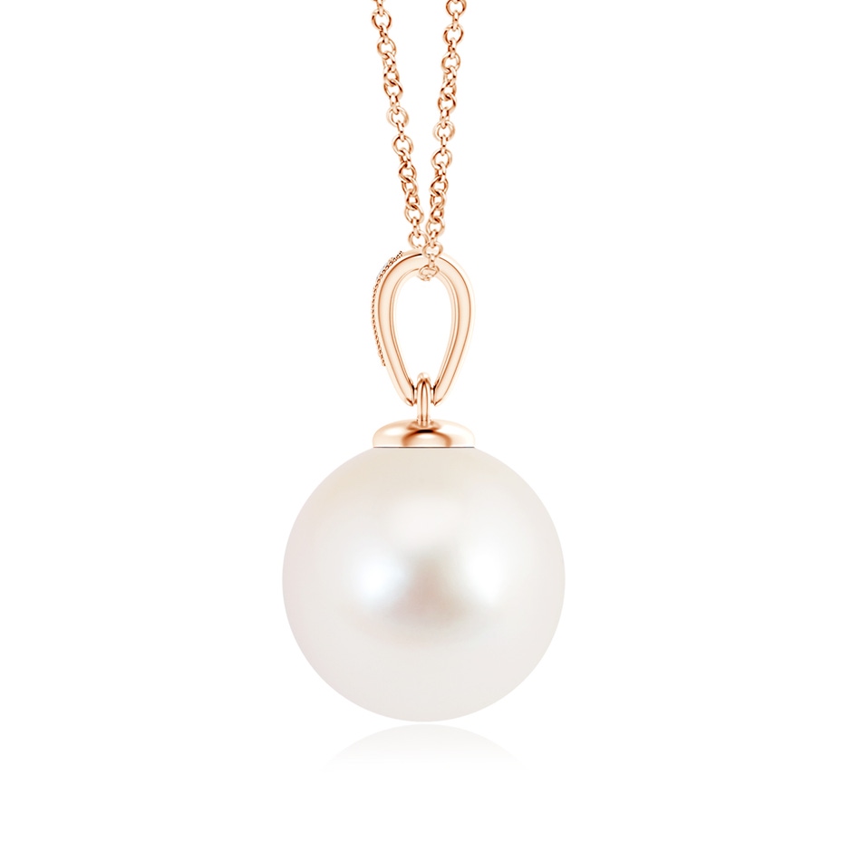 12mm AAA Solitaire Freshwater Pearl Pendant with Diamonds in Rose Gold product image