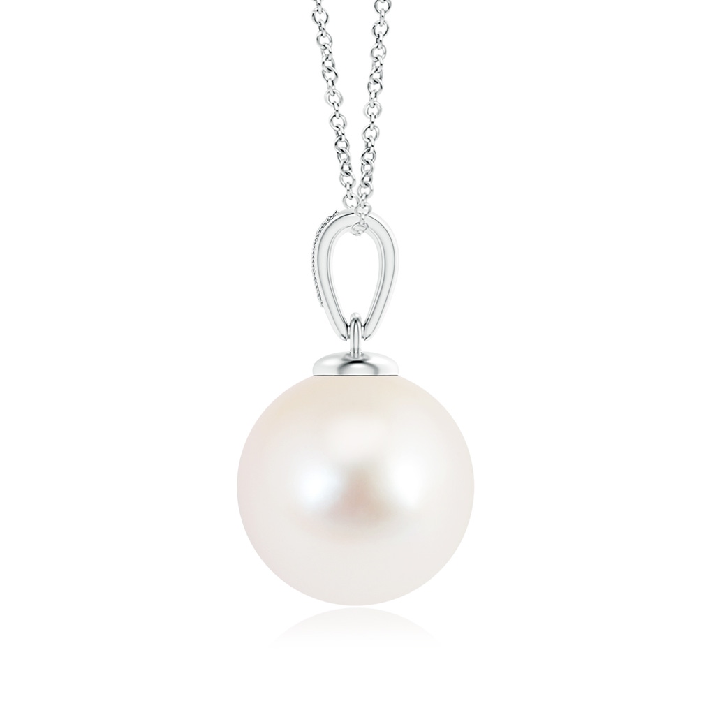 12mm AAA Solitaire Freshwater Pearl Pendant with Diamonds in White Gold Product Image