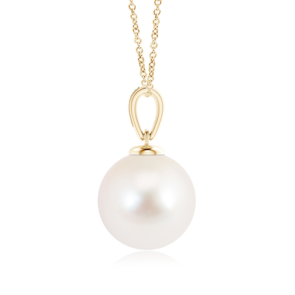 12mm AAA Solitaire Freshwater Pearl Pendant with Diamonds in Yellow Gold product image