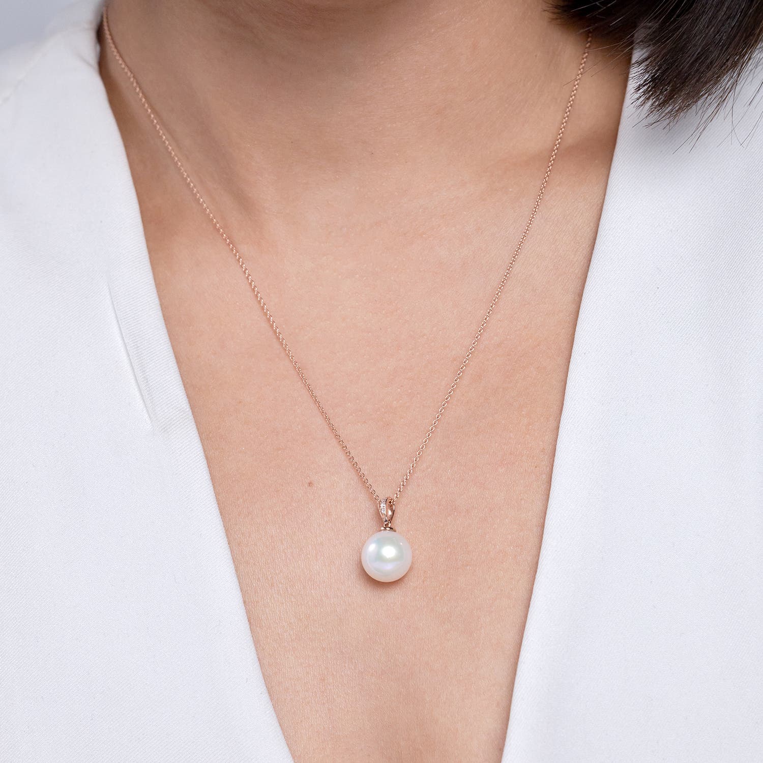 Solitaire Freshwater Pearl Pendant with Diamonds | Angara