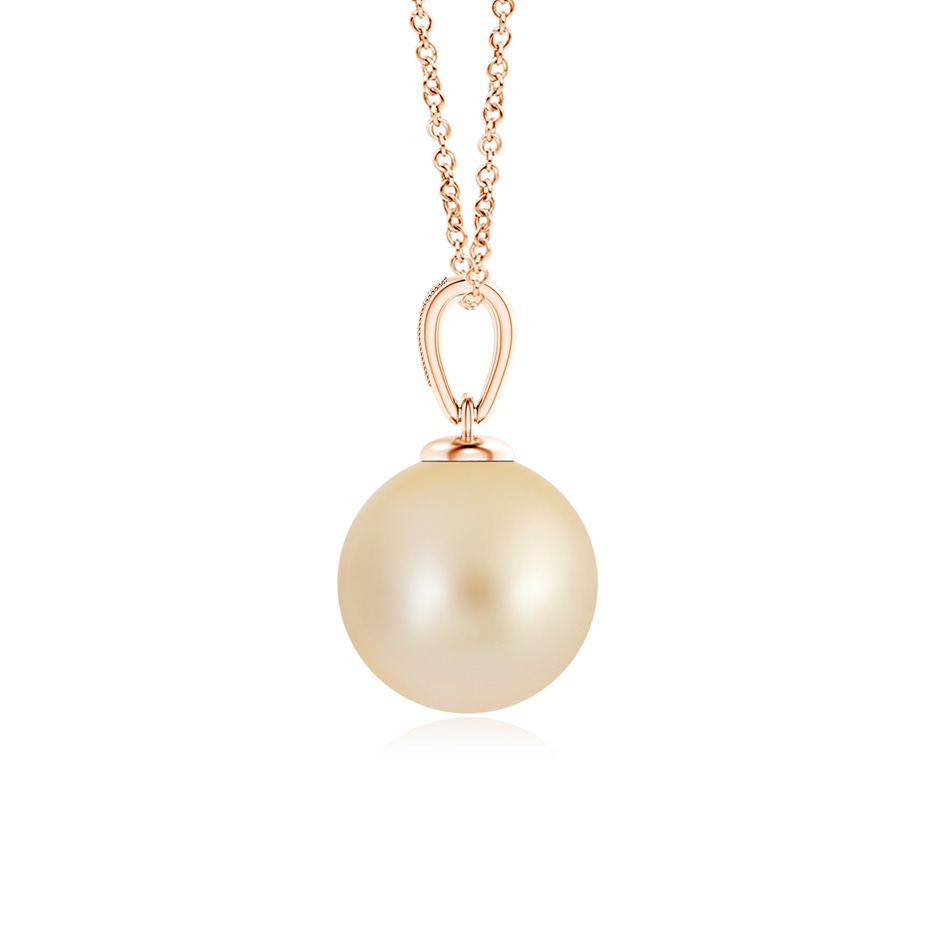 10mm AA Golden South Sea Cultured Pearl Pendant with Diamonds in 10K Rose Gold side 199