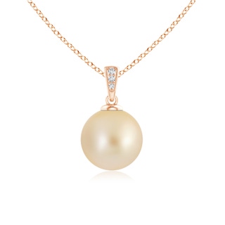 10mm AA Golden South Sea Cultured Pearl Pendant with Diamonds in Rose Gold