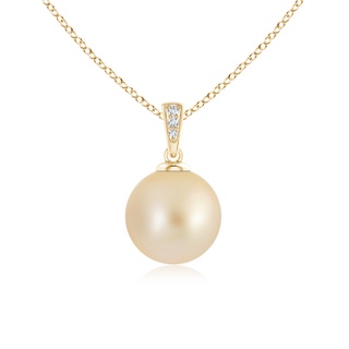 10mm AA Golden South Sea Cultured Pearl Pendant with Diamonds in Yellow Gold
