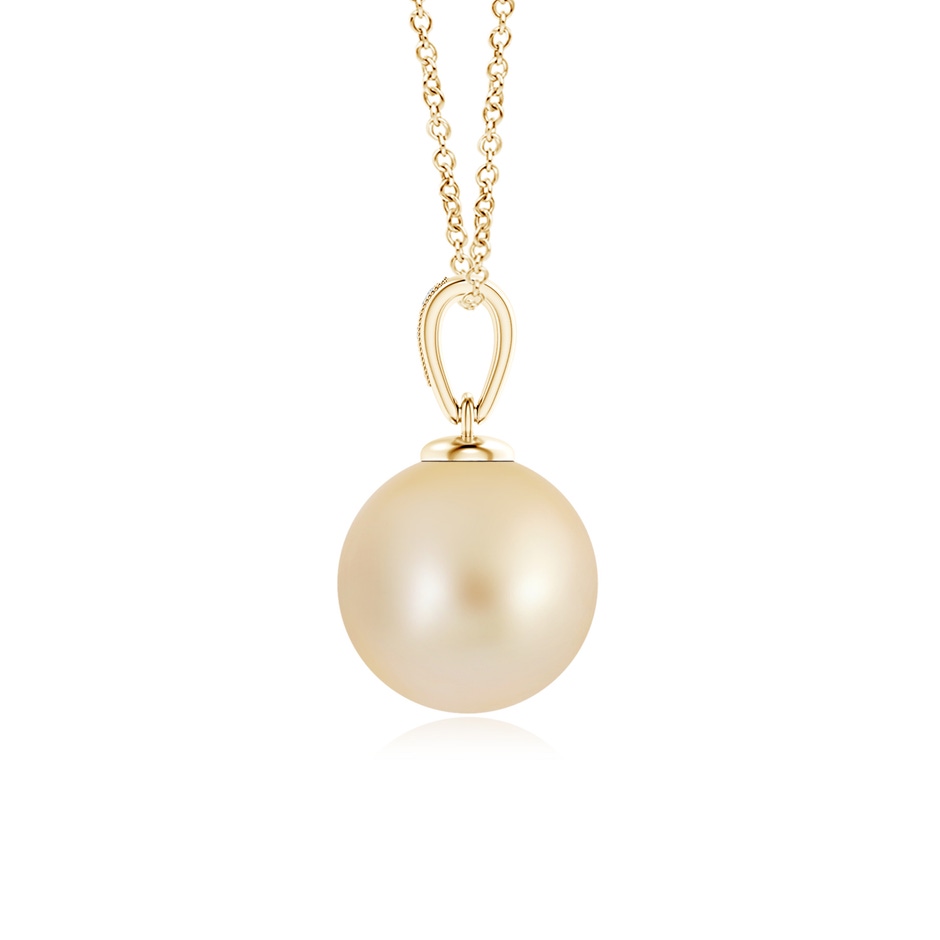 10mm AA Golden South Sea Cultured Pearl Pendant with Diamonds in Yellow Gold side 199