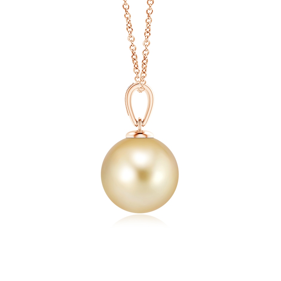 10mm AAAA Golden South Sea Cultured Pearl Pendant with Diamonds in Rose Gold side 199