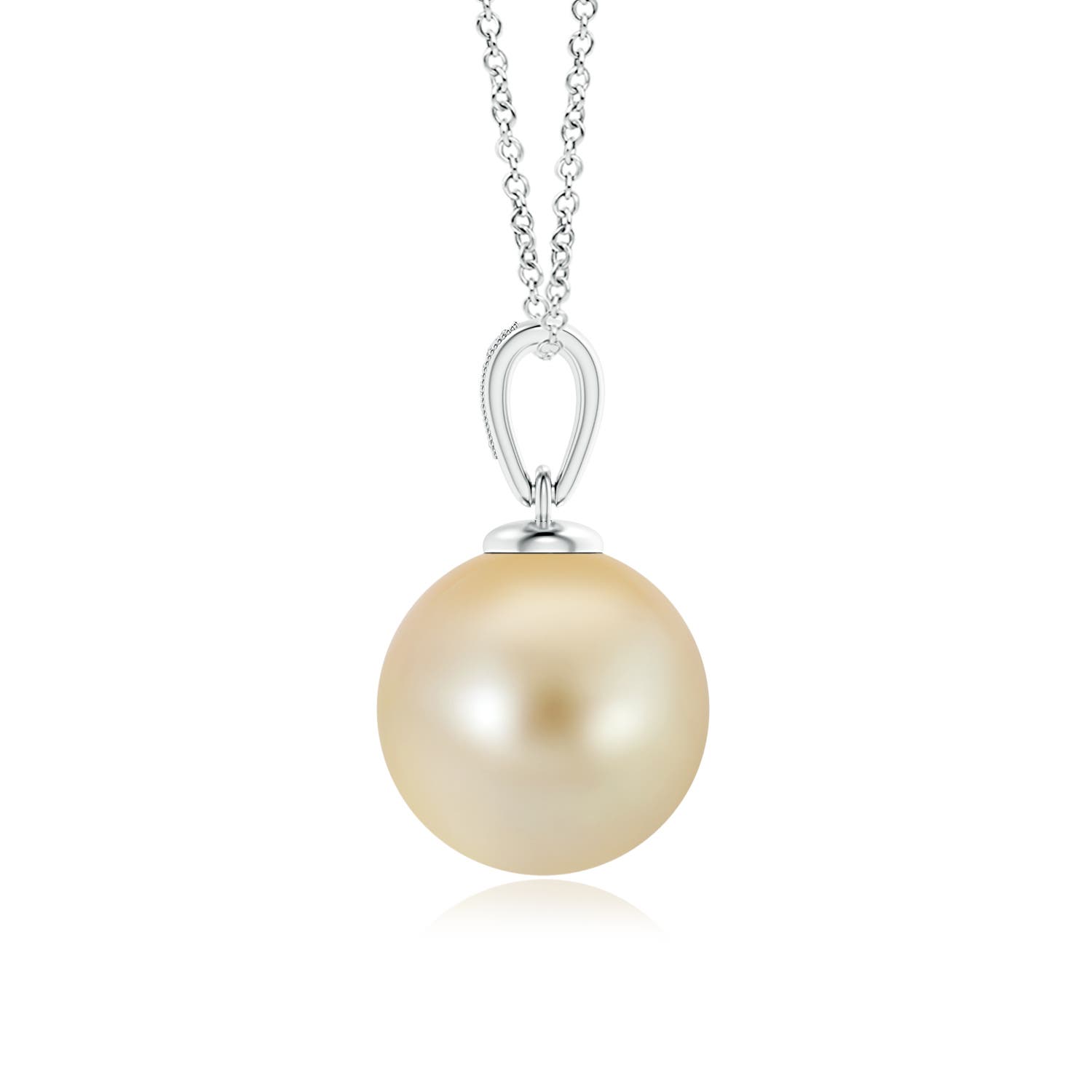 11mm AAA Golden South Sea Cultured Pearl Pendant with Diamonds in White Gold - side 2