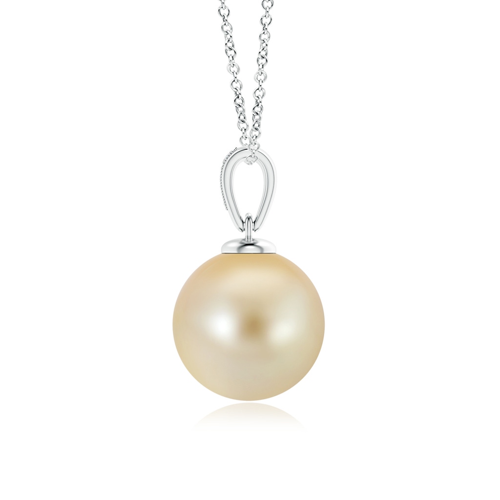 11mm AAA Golden South Sea Cultured Pearl Pendant with Diamonds in White Gold - side 199