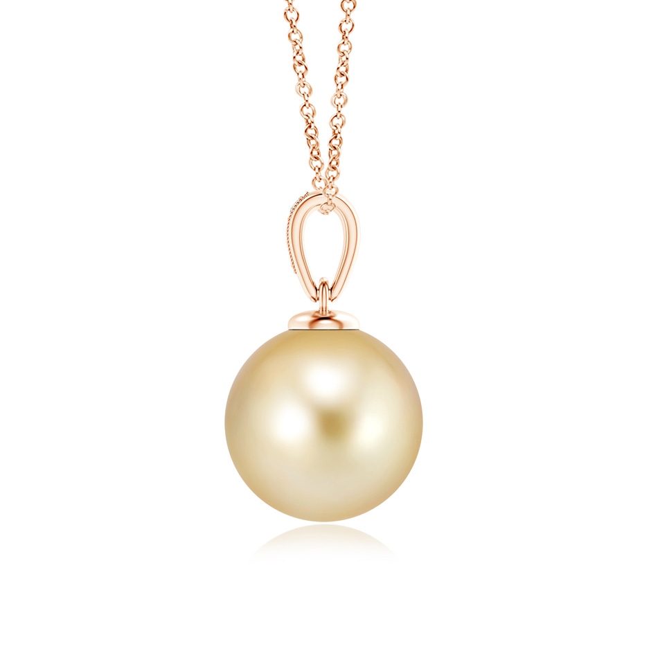 11mm AAAA Golden South Sea Cultured Pearl Pendant with Diamonds in 18K Rose Gold side 199