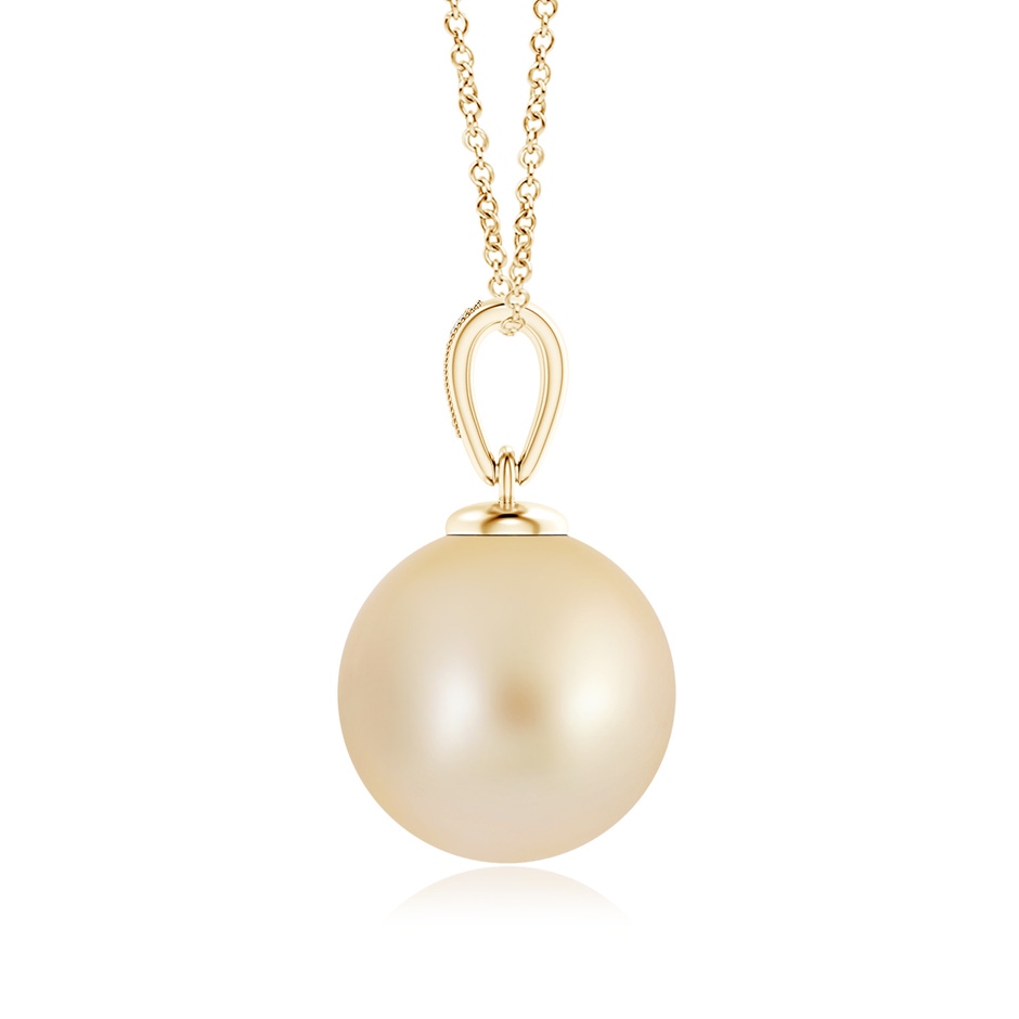 12mm AA Golden South Sea Cultured Pearl Pendant with Diamonds in Yellow Gold side 199