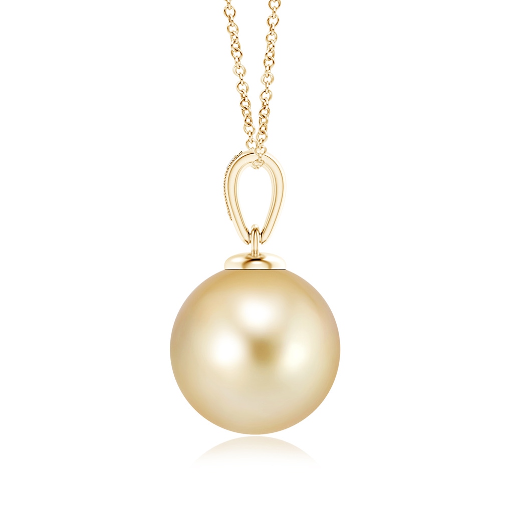 12mm AAAA Golden South Sea Cultured Pearl Pendant with Diamonds in Yellow Gold - side 199