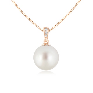 10mm AAA Solitaire South Sea Pearl Pendant with Diamonds in 9K Rose Gold