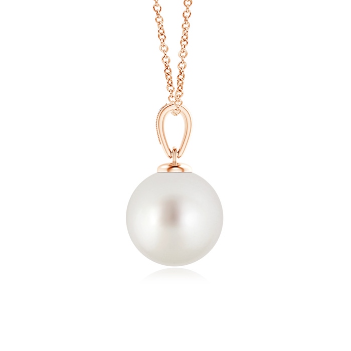 10mm AAA Solitaire South Sea Pearl Pendant with Diamonds in Rose Gold product image