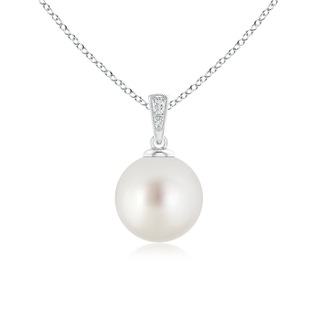 10mm AAA Solitaire South Sea Pearl Pendant with Diamonds in S999 Silver