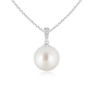 10mm AAA Solitaire South Sea Pearl Pendant with Diamonds in White Gold