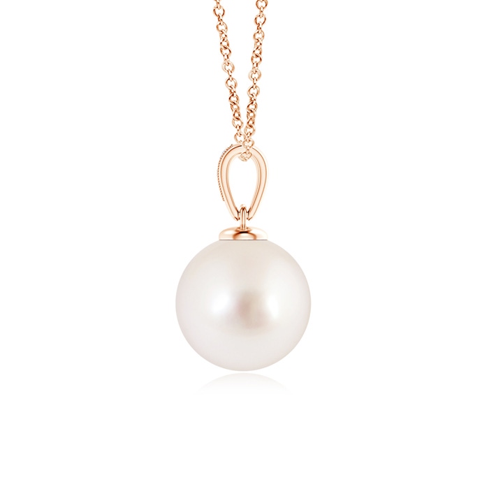 10mm AAAA Solitaire South Sea Pearl Pendant with Diamonds in Rose Gold Product Image
