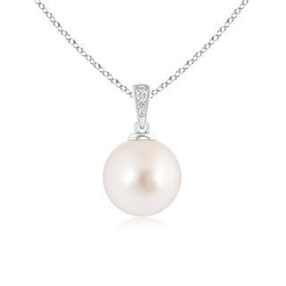10mm AAAA Solitaire South Sea Pearl Pendant with Diamonds in S999 Silver