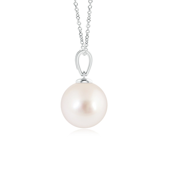 10mm AAAA Solitaire South Sea Pearl Pendant with Diamonds in S999 Silver product image