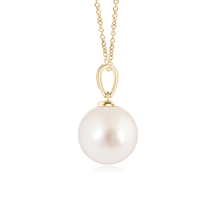 10mm AAAA Solitaire South Sea Pearl Pendant with Diamonds in Yellow Gold product image