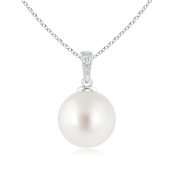 12mm AAA Solitaire South Sea Pearl Pendant with Diamonds in S999 Silver 