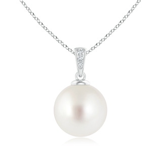 12mm AAA Solitaire South Sea Pearl Pendant with Diamonds in White Gold