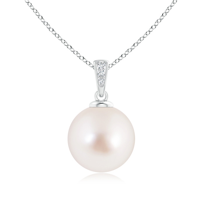 12mm AAAA Solitaire South Sea Pearl Pendant with Diamonds in White Gold 