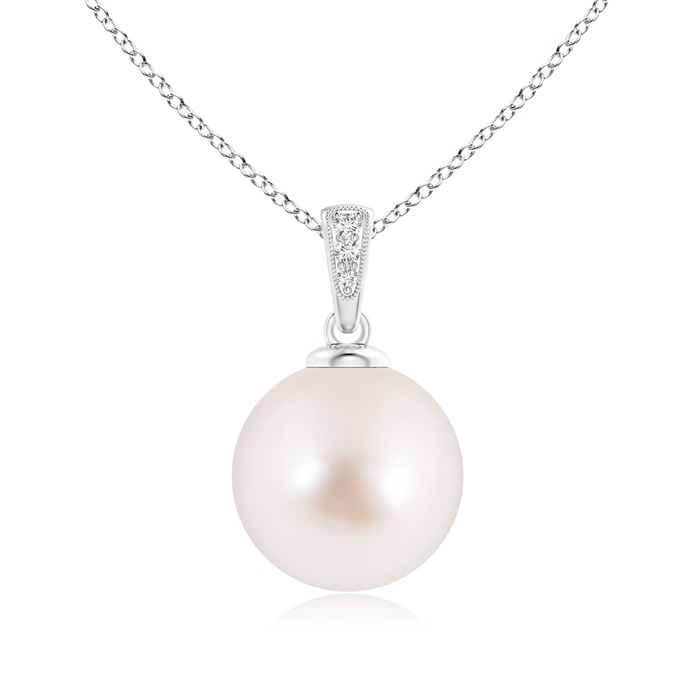 12mm AAAA Solitaire South Sea Pearl Pendant with Diamonds in White Gold