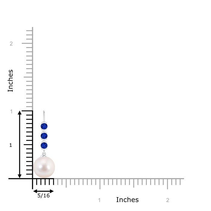 8mm AAAA Japanese Akoya Pearl Drop Pendant with Sapphires in White Gold - ruler