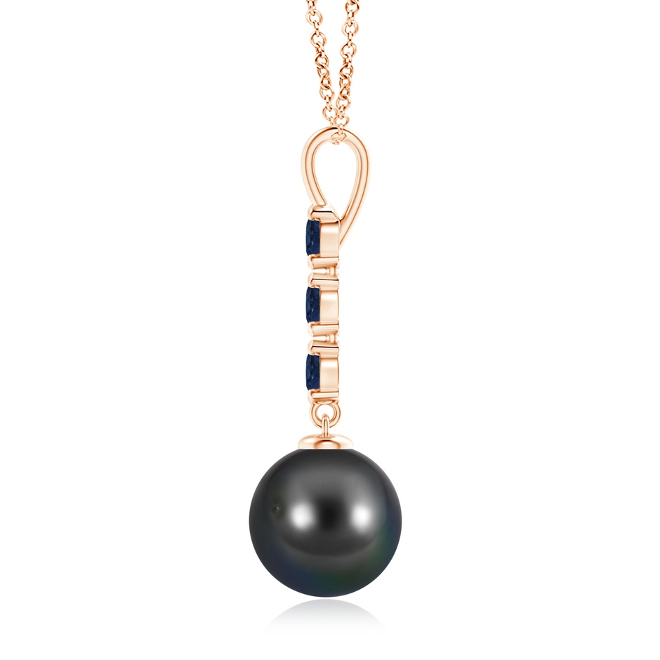 10mm AA Tahitian Pearl Drop Pendant with Sapphires in Rose Gold product image