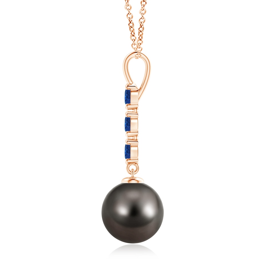 10mm AAA Tahitian Pearl Drop Pendant with Sapphires in Rose Gold product image